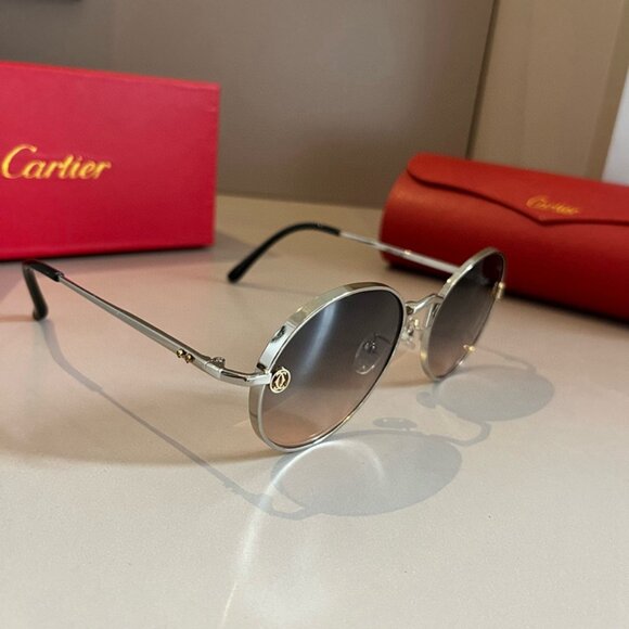 Cartier Silver Metal Frame Sunglasses - Picture 1 of 7